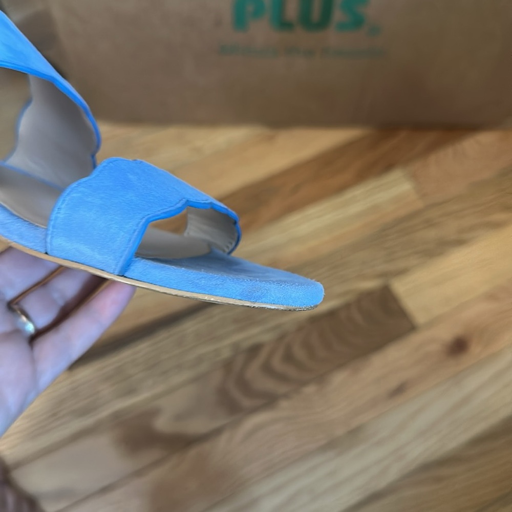 Stuart Weitzman Blue Santorini Scallop Slide Sandals size‎ 7 - Picture 5 of 6